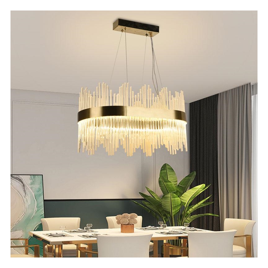 LED Stmievateľný krištáľový luster na lanku LED/70W/230V 3000-6500K + diaľkové ovládanie
