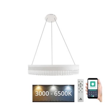 LED Stmievateľný krištáľový luster na lanku LED/80W/230V 3000-6500K biela + diaľkové ovládanie