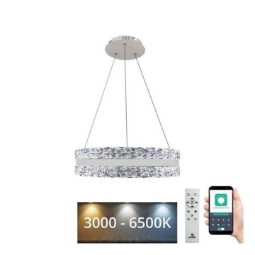LED Stmievateľný krištáľový luster na lanku LED/80W/230V 3000-6500K biela + diaľkové ovládanie