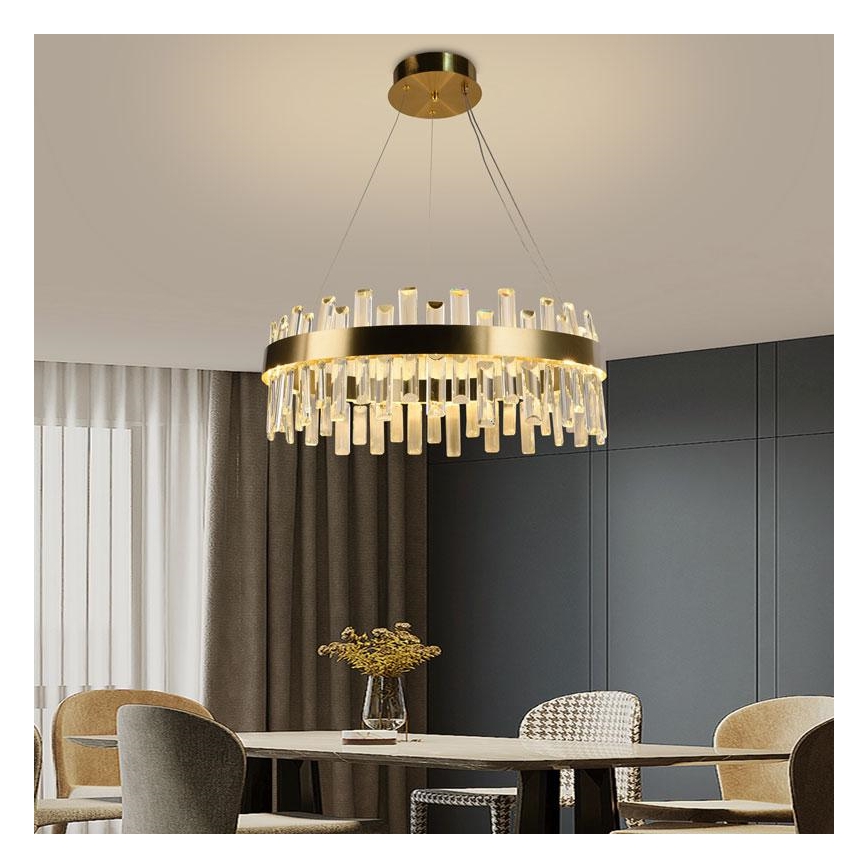LED Stmievateľný krištáľový luster na lanku LED/80W/230V 3000-6500K + diaľkové ovládanie