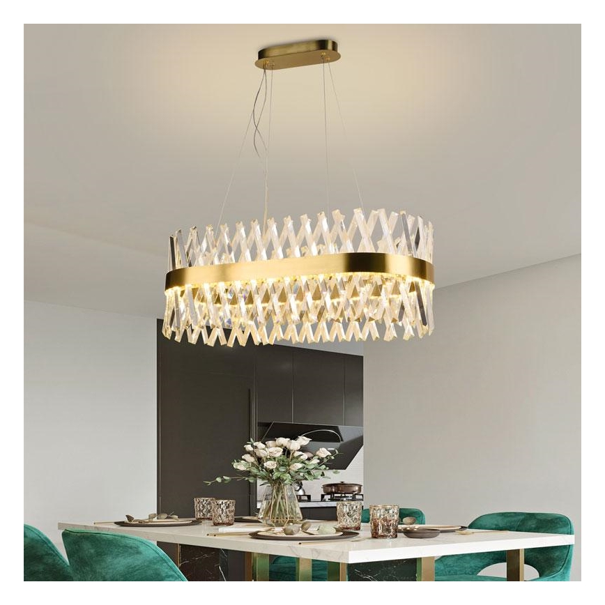 LED Stmievateľný krištáľový luster na lanku LED/90W/230V 3000-6500K + diaľkové ovládanie