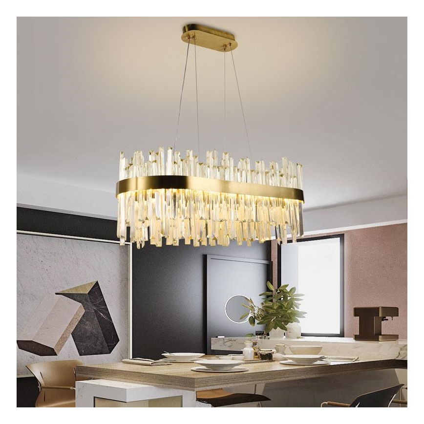 LED Stmievateľný krištáľový luster na lanku LED/90W/230V 3000-6500K + diaľkové ovládanie