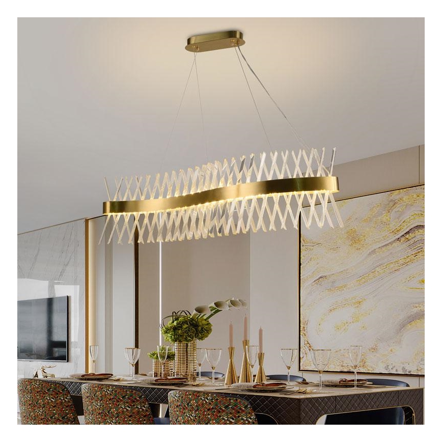 LED Stmievateľný krištáľový luster na lanku LED/95W/230V 3000-6500K + diaľkové ovládanie