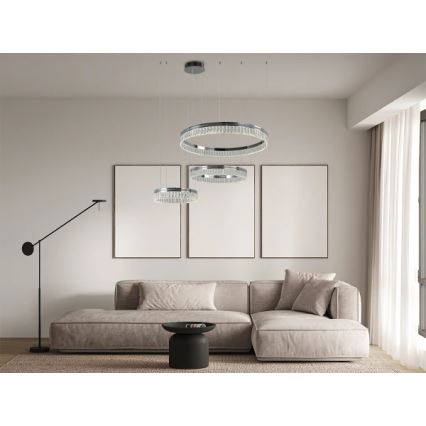 LED Stmievaný krištáľový luster na lanku THALIA LED/120W/230V 3000-6000K + diaľkové ovládanie