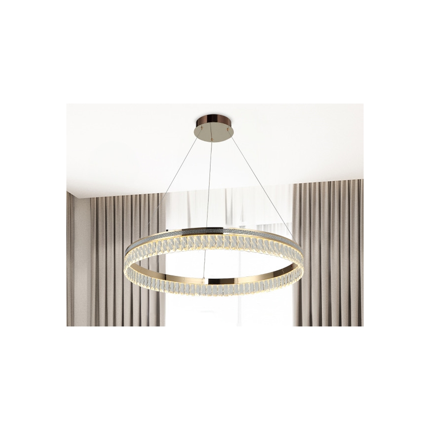 LED Stmievateľný krištáľový luster na lankách THALIA LED/55W/230V 3000-6000K pr. 80 cm + diaľkové ovládanie