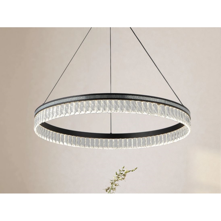 LED Stmievateľný krištáľový luster na lanku THALIA LED/55W/230V 3000-6000K pr. 80 cm + diaľkové ovládanie