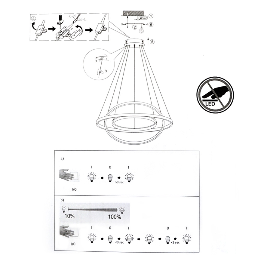 Leuchten Direkt 11526-55 - LED Stmievateľný luster na lanku CIRCLE 1xLED/13,5W/230V + LED/19,5W + LED/24W