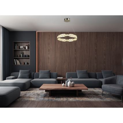 LED Stmievateľný krištáľový luster na lane ENRIQUE LED/40W//230V 3000-6000K pr. 60 cm + diaľkové ovládanie