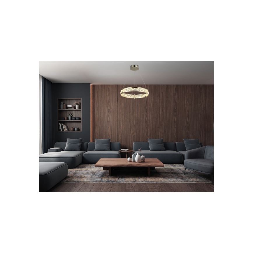 LED Stmievateľný krištáľový luster na lane ENRIQUE LED/40W//230V 3000-6000K pr. 60 cm + diaľkové ovládanie