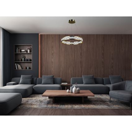 LED Stmievateľný krištáľový luster na lane ENRIQUE LED/40W//230V 3000-6000K pr. 60 cm + diaľkové ovládanie