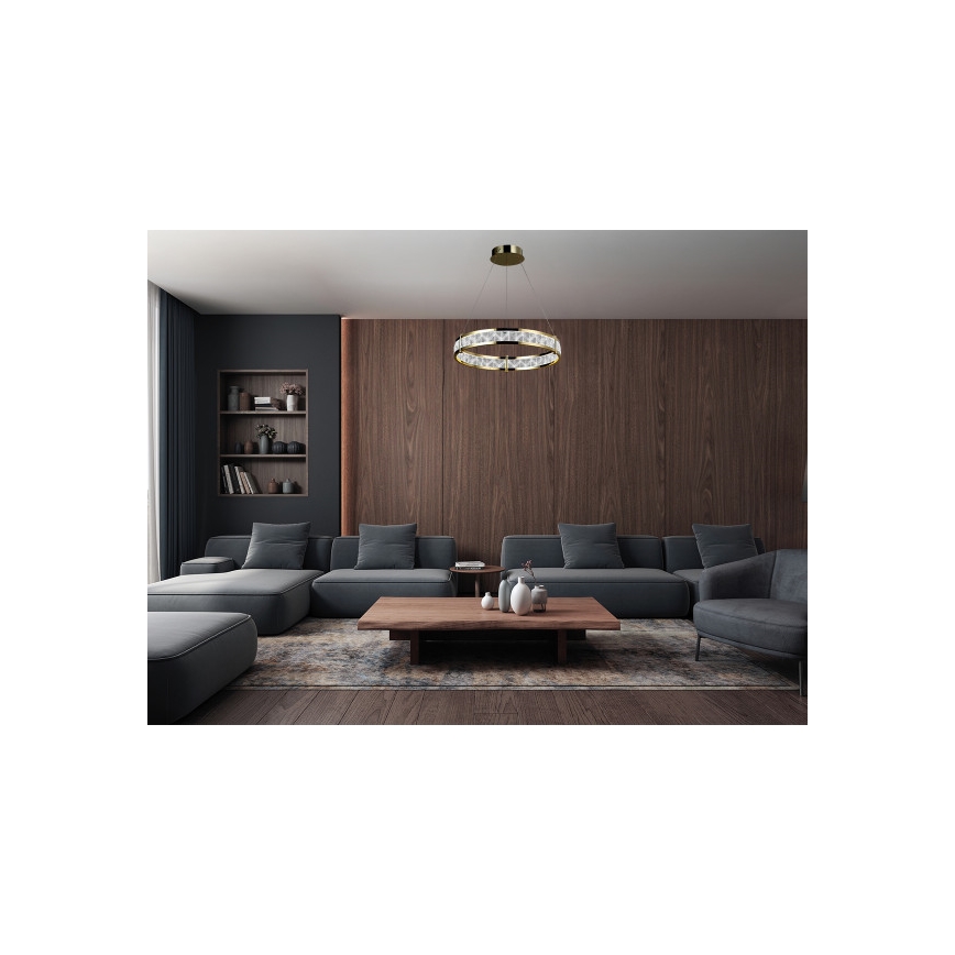 LED Stmievateľný krištáľový luster na lane ENRIQUE LED/40W//230V 3000-6000K pr. 60 cm + diaľkové ovládanie