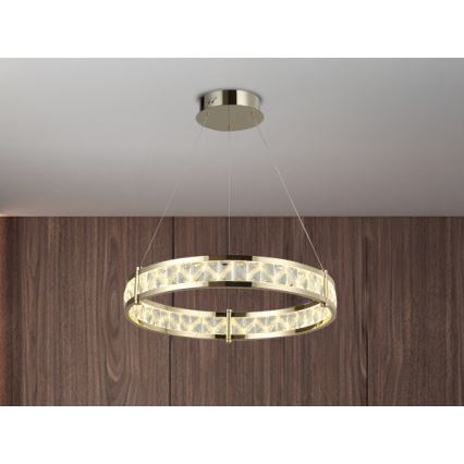 LED Stmievateľný krištáľový luster na lane ENRIQUE LED/40W//230V 3000-6000K pr. 60 cm + diaľkové ovládanie