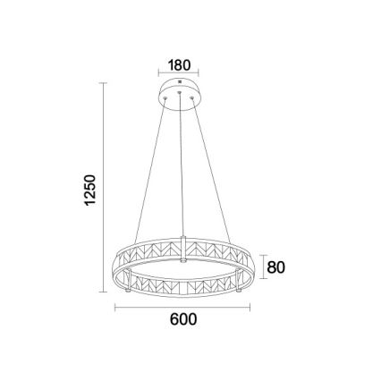 LED Stmievateľný krištáľový luster na lane ENRIQUE LED/40W//230V 3000-6000K pr. 60 cm + diaľkové ovládanie