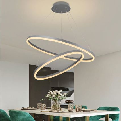 LED Stmievateľný luster na lanku LED/100W/230V 3000-6500K pr. 80 cm + diaľkové ovládanie