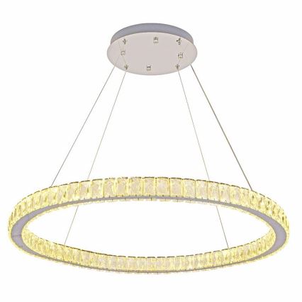 LED Stmievateľný krištáľový luster na lanku LED/100W/230V 3000-6500K strieborná + diaľkové ovládanie