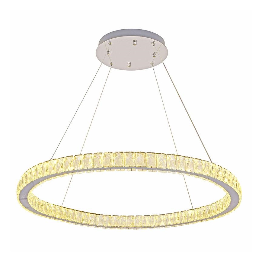 LED Stmievateľný krištáľový luster na lanku LED/100W/230V 3000-6500K strieborná + diaľkové ovládanie