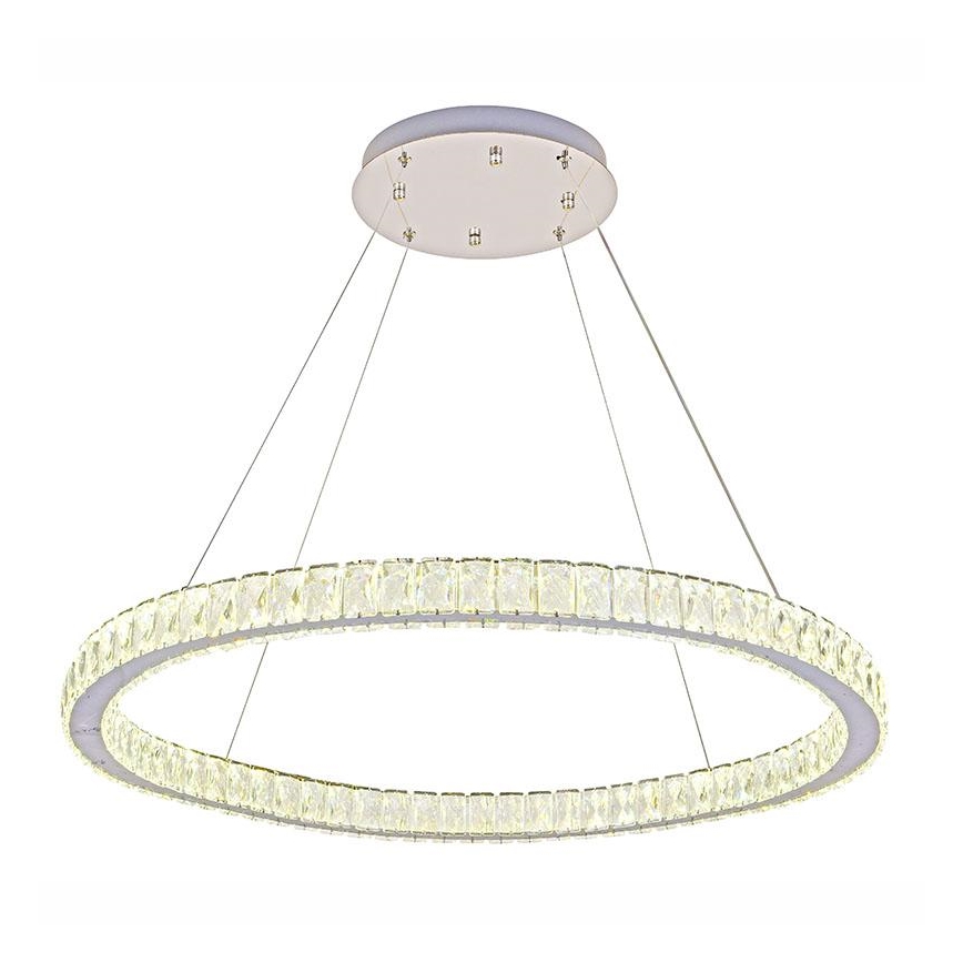 LED Stmievateľný krištáľový luster na lanku LED/100W/230V 3000-6500K strieborná + diaľkové ovládanie