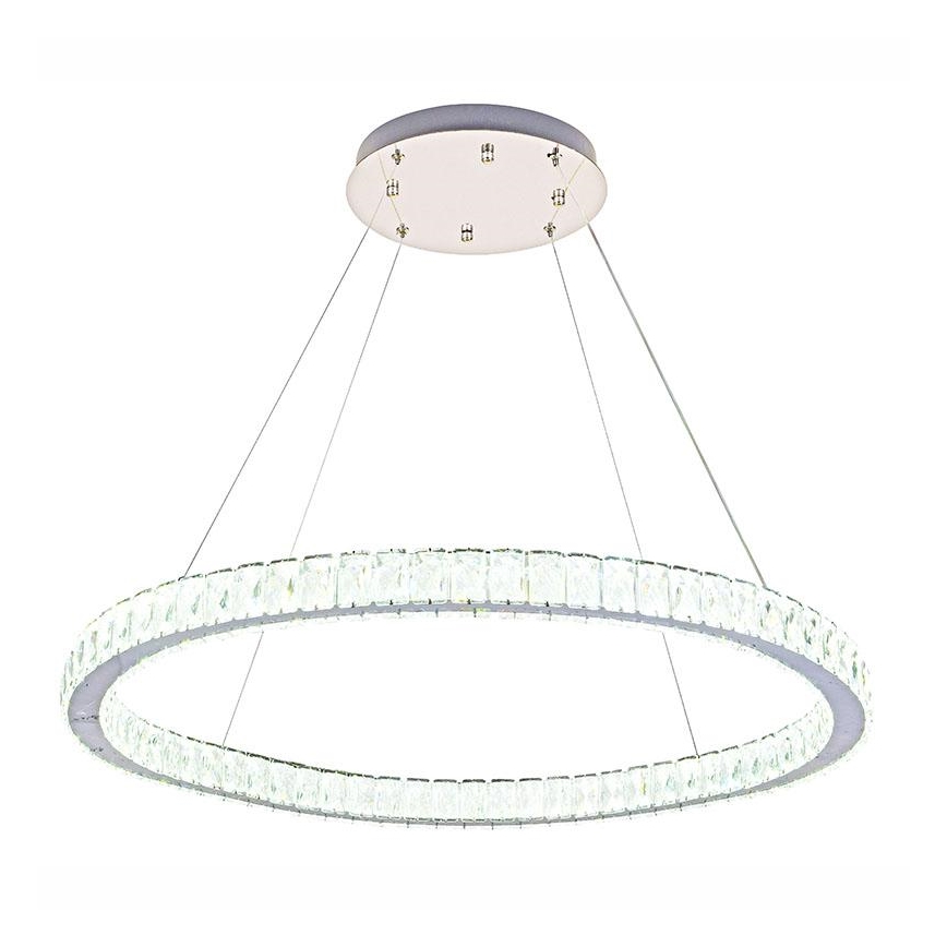 LED Stmievateľný krištáľový luster na lanku LED/100W/230V 3000-6500K strieborná + diaľkové ovládanie