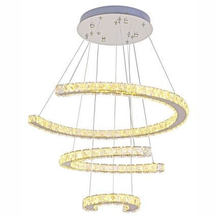 LED Stmievateľný krištáľový luster na lanku LED/100W/230V 3000-6500K strieborná + diaľkové ovládanie