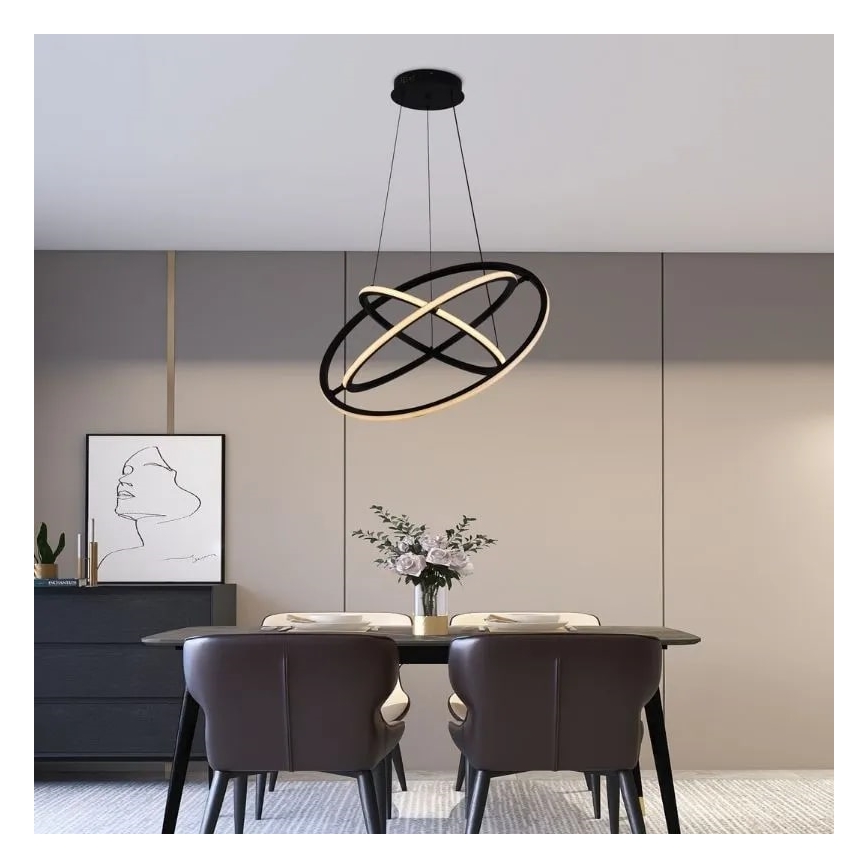 LED Stmievateľný luster na lanku LED/105W/230V 3000-6500K pr. 60 cm + diaľkové ovládanie