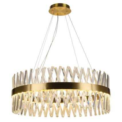 LED Stmievateľný krištáľový luster na lanku LED/110W/230V 3000-6500K zlatá + diaľkové ovládanie
