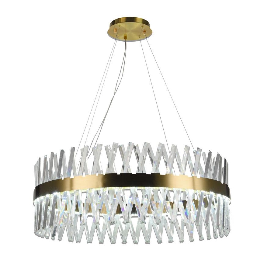 LED Stmievateľný krištáľový luster na lanku LED/110W/230V 3000-6500K zlatá + diaľkové ovládanie