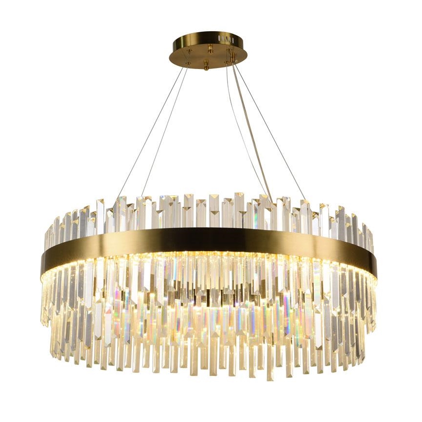LED Stmievateľný krištáľový luster na lanku LED/110W/230V 3000-6500K zlatá + diaľkové ovládanie