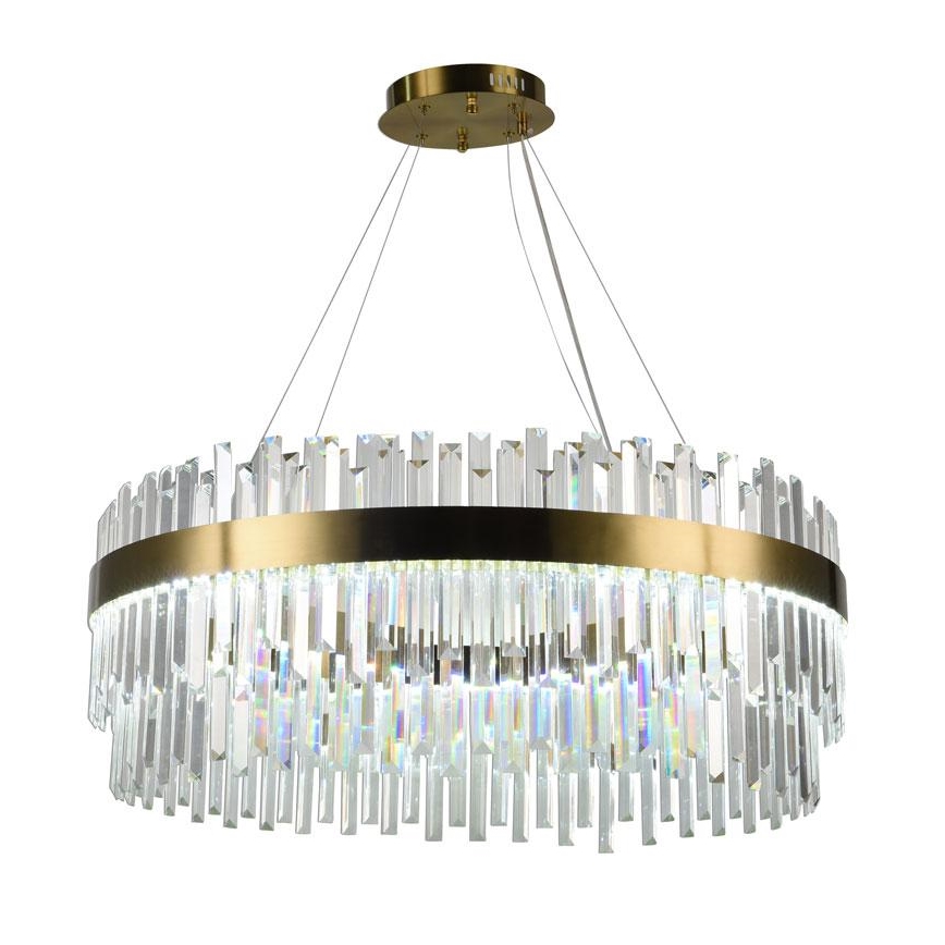 LED Stmievateľný krištáľový luster na lanku LED/110W/230V 3000-6500K zlatá + diaľkové ovládanie