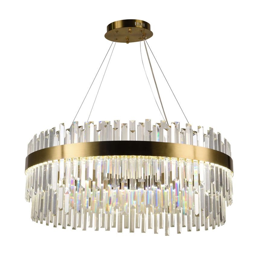 LED Stmievateľný krištáľový luster na lanku LED/110W/230V 3000-6500K zlatá + diaľkové ovládanie