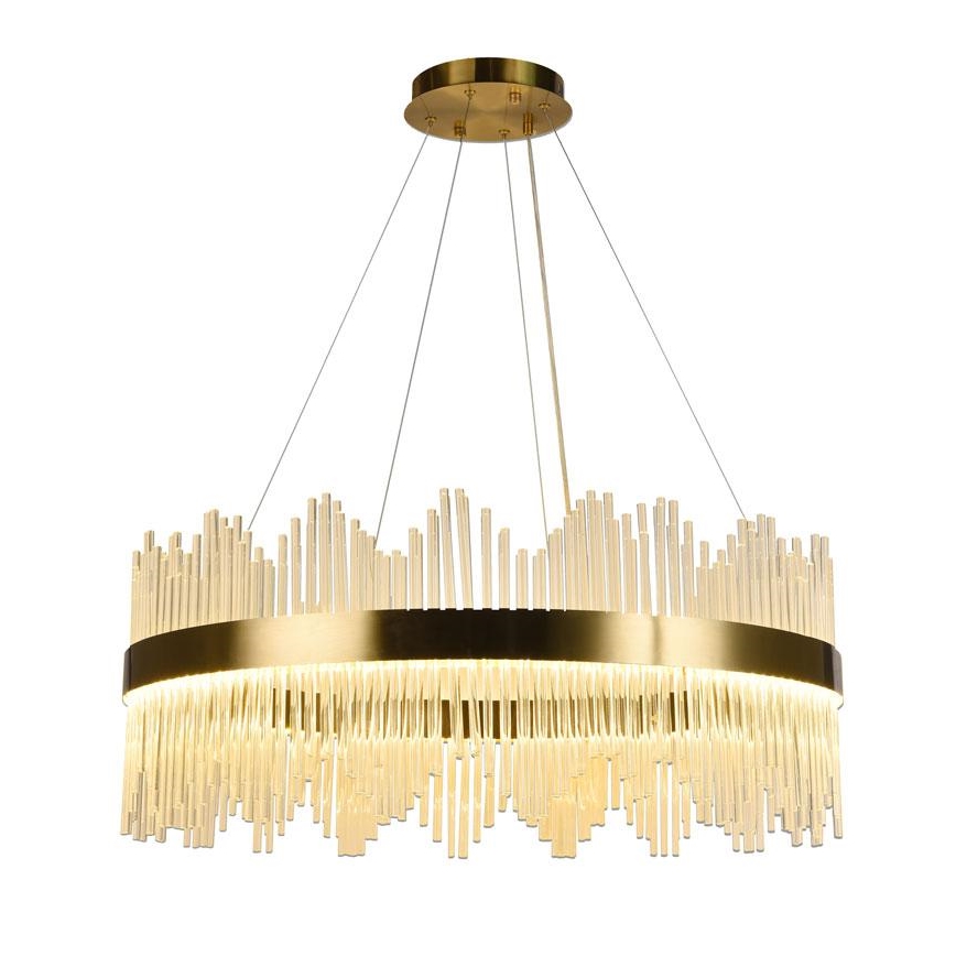 LED Stmievateľný krištáľový luster na lanku LED/110W/230V 3000-6500K zlatá + diaľkové ovládanie