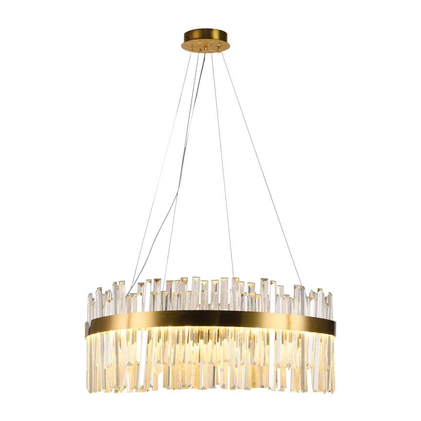 LED Stmievateľný krištáľový luster na lanku LED/110W/230V 3000-6500K zlatá + diaľkové ovládanie
