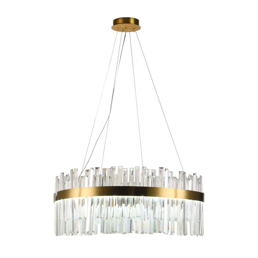LED Stmievateľný krištáľový luster na lanku LED/110W/230V 3000-6500K zlatá + diaľkové ovládanie