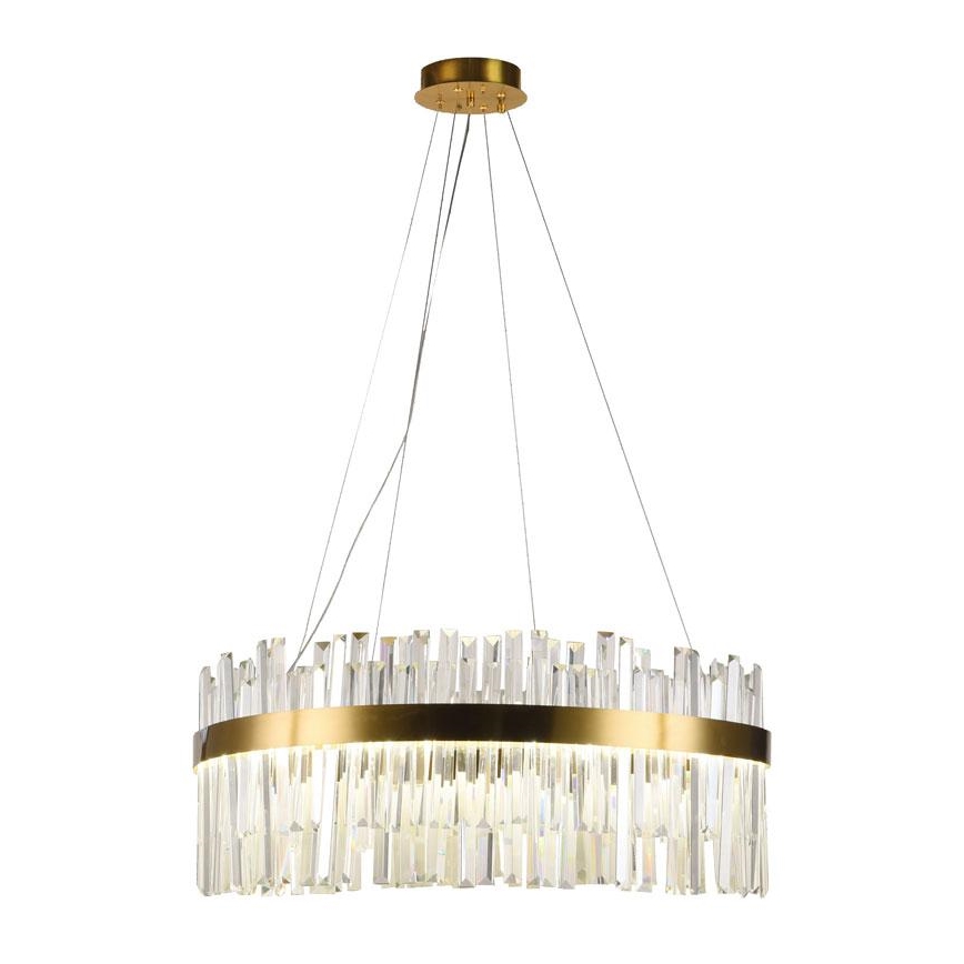 LED Stmievateľný krištáľový luster na lanku LED/110W/230V 3000-6500K zlatá + diaľkové ovládanie