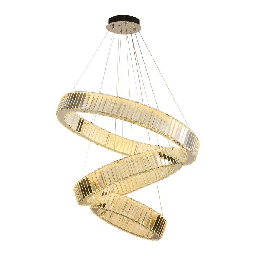 LED Stmievateľný krištáľový luster na lanku LED/115W/230V 3000-6500K lesklý chróm + diaľkové ovládanie