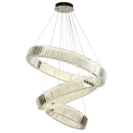 LED Stmievateľný krištáľový luster na lanku LED/115W/230V 3000-6500K lesklý chróm + diaľkové ovládanie