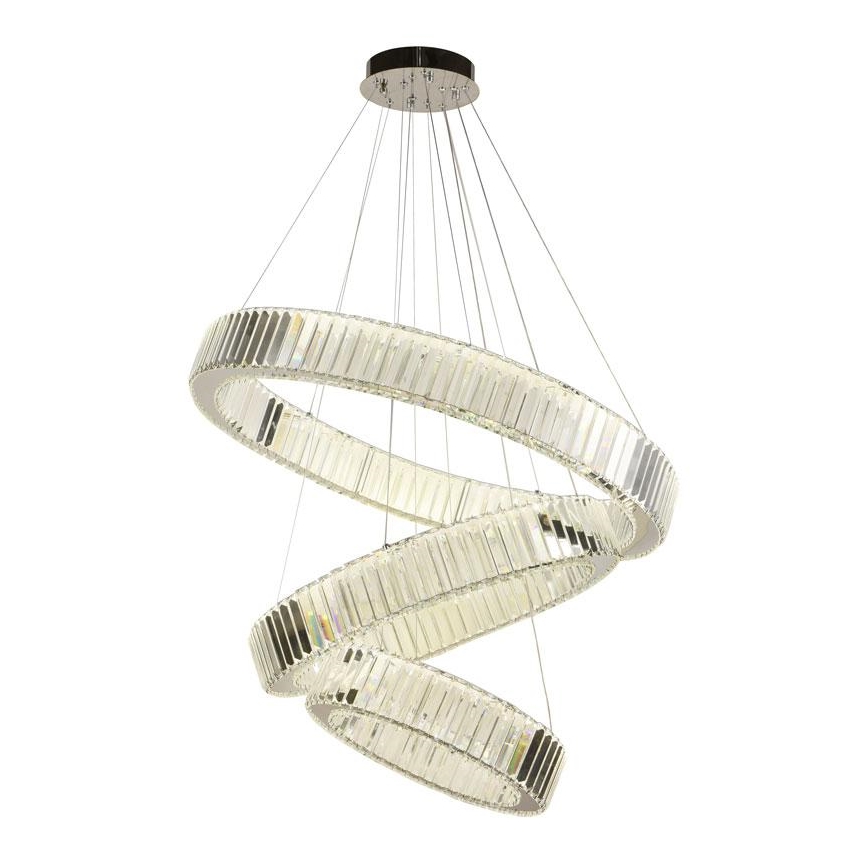 LED Stmievateľný krištáľový luster na lanku LED/115W/230V 3000-6500K lesklý chróm + diaľkové ovládanie