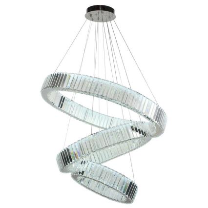 LED Stmievateľný krištáľový luster na lanku LED/115W/230V 3000-6500K lesklý chróm + diaľkové ovládanie