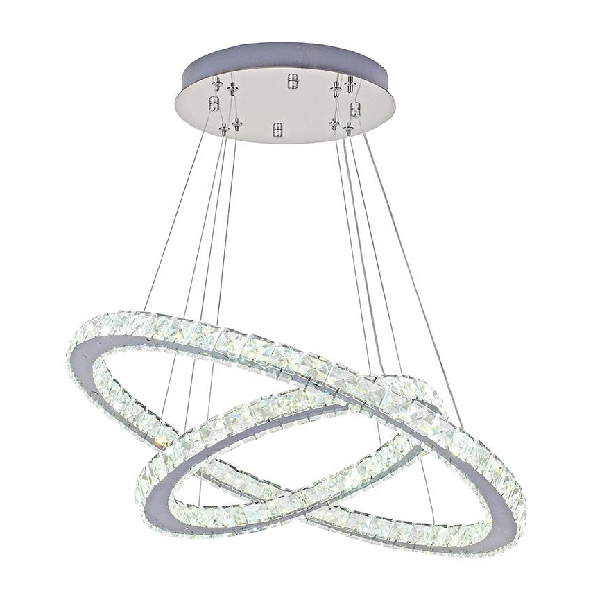 LED Stmievateľný krištáľový luster na lanku LED/115W/230V 3000-6500K strieborná + diaľkové ovládanie