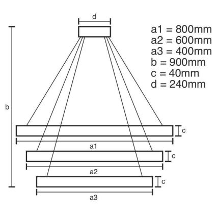 LED Stmievateľný luster na lanku LED/125W/230V 3000-6500K + diaľkové ovládanie