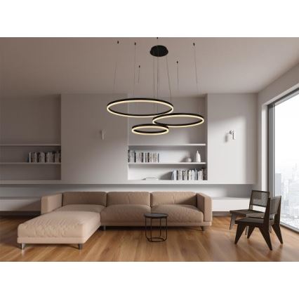 LED Stmievateľný luster na lanku LED/125W/230V 3000-6500K pr. 80 cm + diaľkové ovládanie