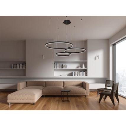 LED Stmievateľný luster na lanku LED/125W/230V 3000-6500K pr. 80 cm + diaľkové ovládanie