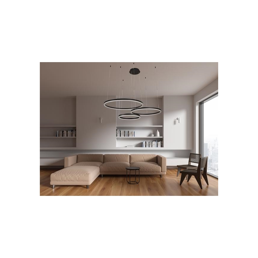 LED Stmievateľný luster na lanku LED/125W/230V 3000-6500K pr. 80 cm + diaľkové ovládanie