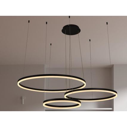 LED Stmievateľný luster na lanku LED/125W/230V 3000-6500K pr. 80 cm + diaľkové ovládanie