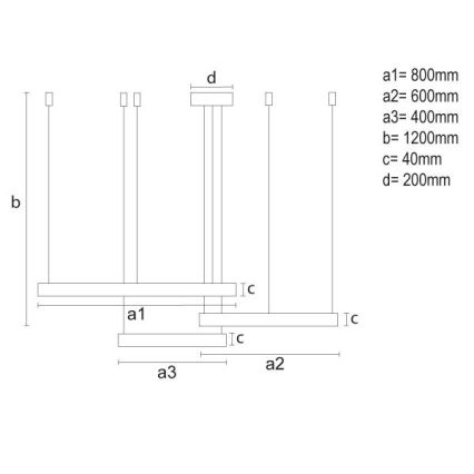 LED Stmievateľný luster na lanku LED/125W/230V 3000-6500K pr. 80 cm + diaľkové ovládanie
