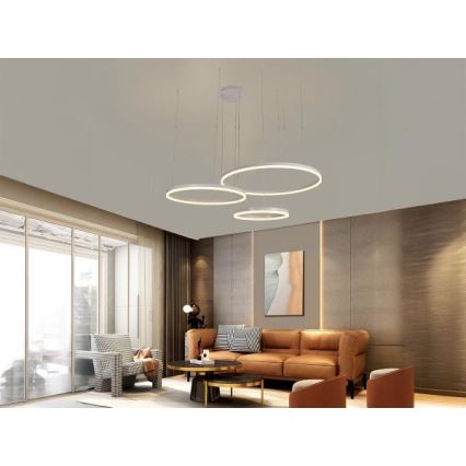LED Stmievateľný luster na lanku LED/125W/230V 3000-6500K + diaľkové ovládanie