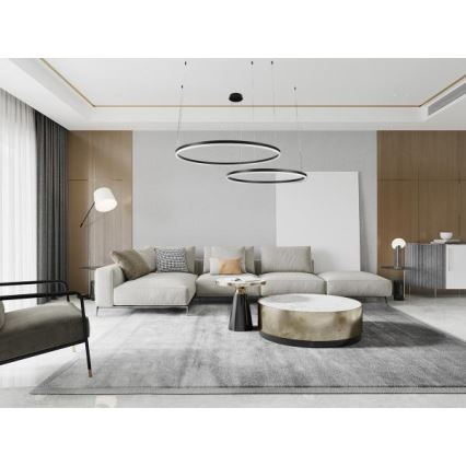 LED Stmievateľný luster na lanku LED/128W/230V 3000-6500K + diaľkové ovládanie