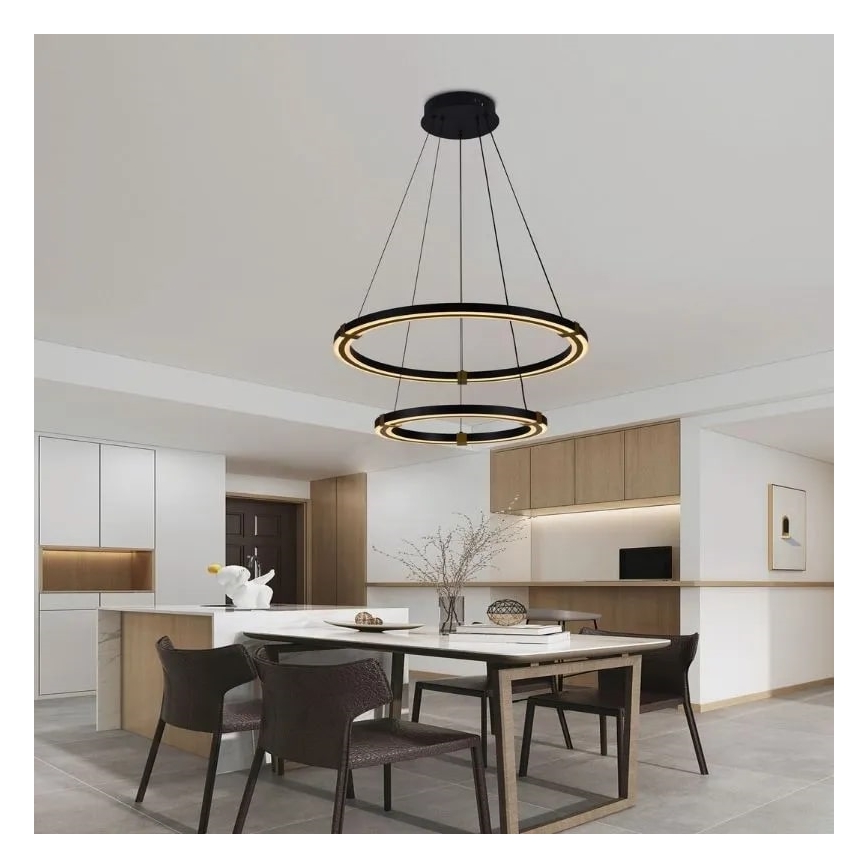 LED Stmievateľný luster na lanku LED/130W/230V 3000-6500K + diaľkové ovládanie