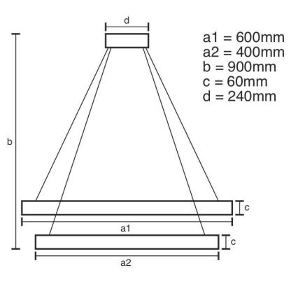 LED Stmievateľný luster na lanku LED/135W/230V 3000-6500K + diaľkové ovládanie