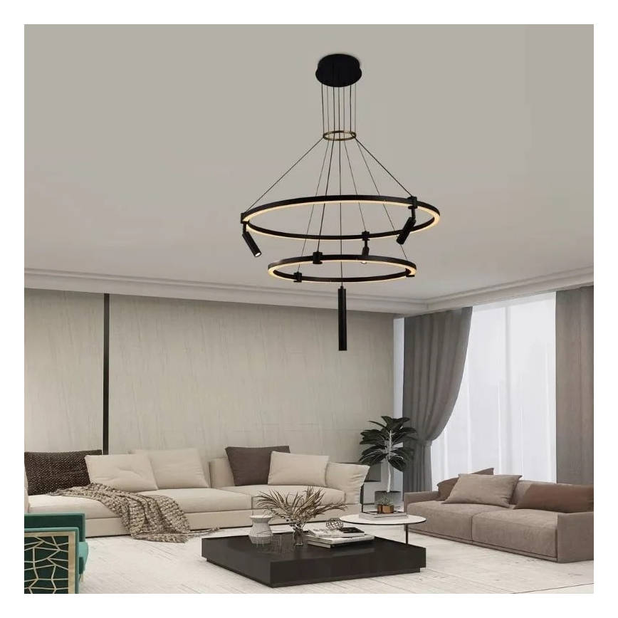 LED Stmievateľný luster na lanku LED/140W/230V 3000-6500K + diaľkové ovládanie