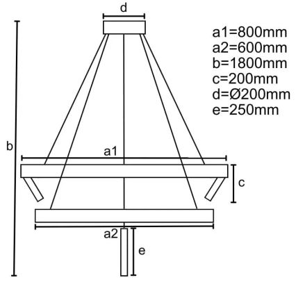 LED Stmievateľný luster na lanku LED/140W/230V 3000-6500K + diaľkové ovládanie